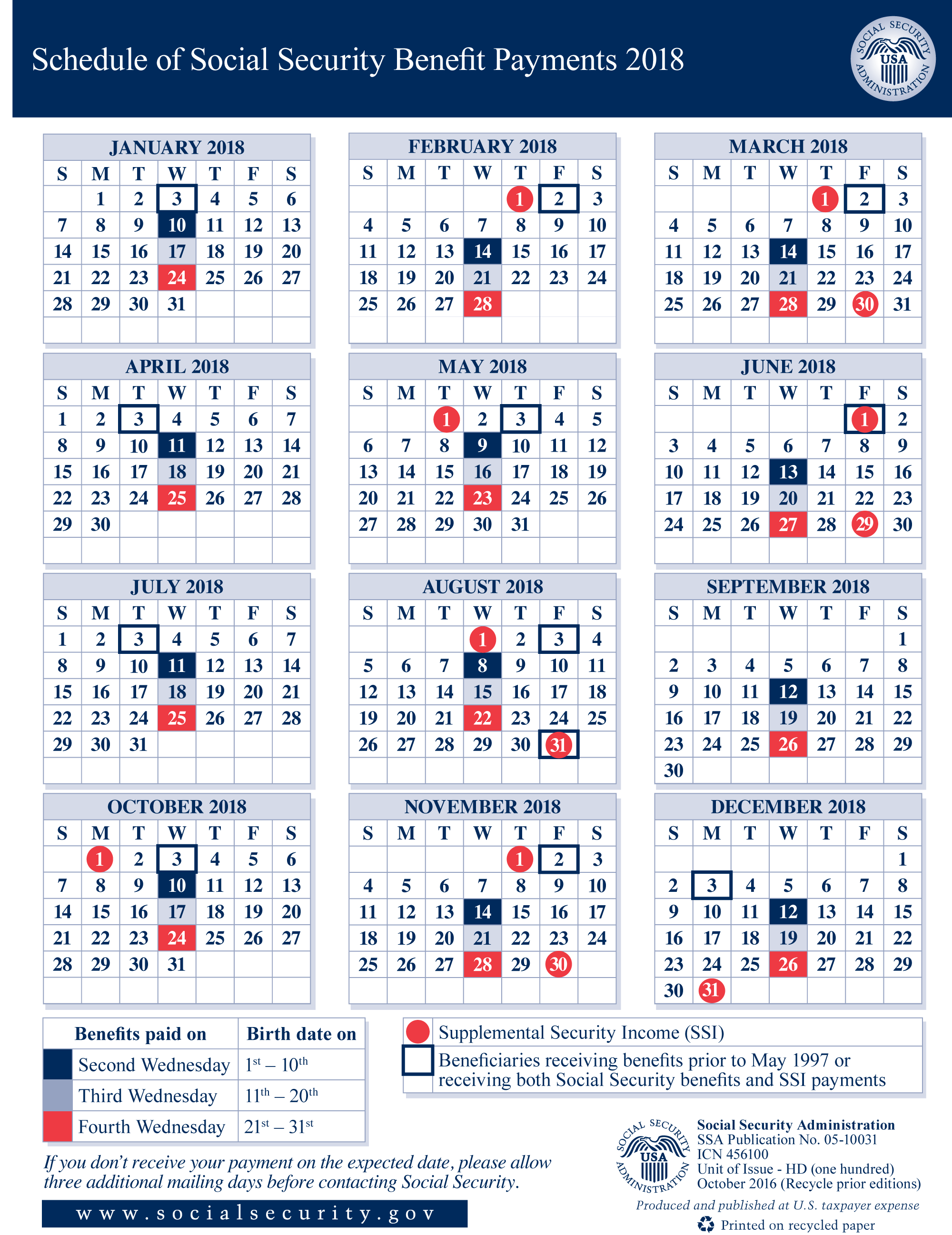 Calendar Of Social Security Payments Customize And Print